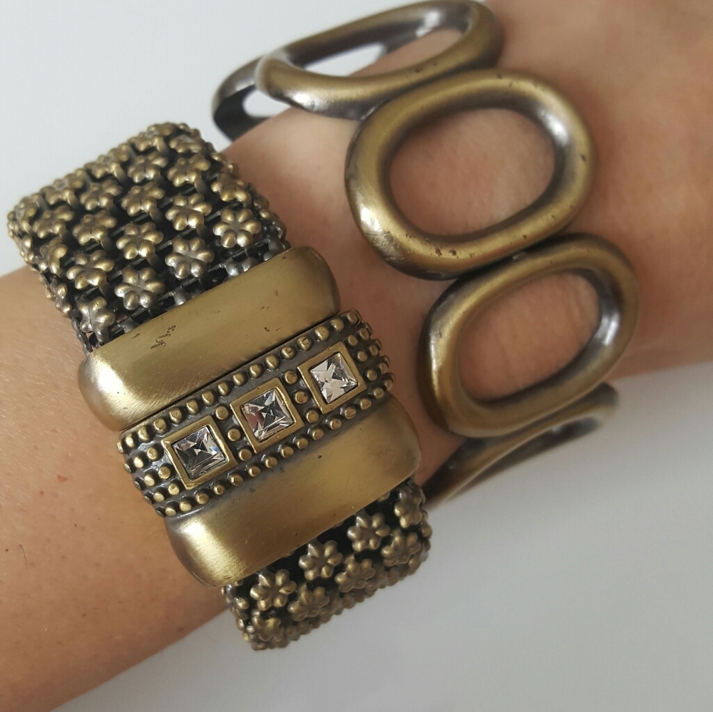 Statement Bracelets in Antique Brass Finish